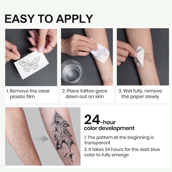 Semi Permanent Long Lasting Temporary Fake Tattoos Large Snake Black 15 Sheets - Picture 4 of 5